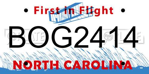 BOG2414 North Carolina License Plate