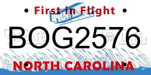 BOG2576 North Carolina License Plate