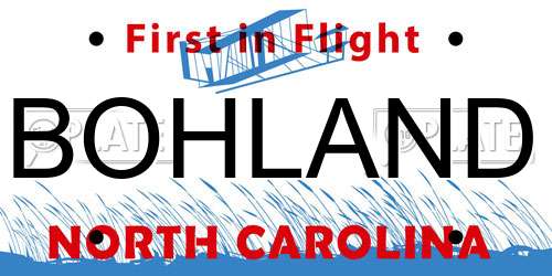 BOHLAND North Carolina License Plate