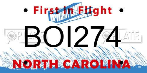 BOI274 North Carolina License Plate