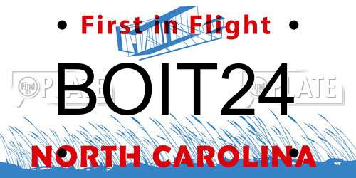 BOIT24 North Carolina License Plate