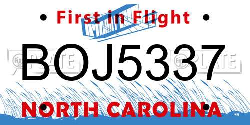 BOJ5337 North Carolina License Plate