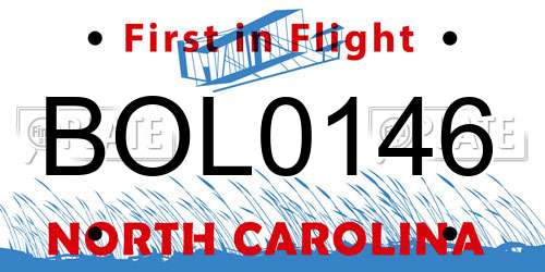 BOL0146 North Carolina License Plate