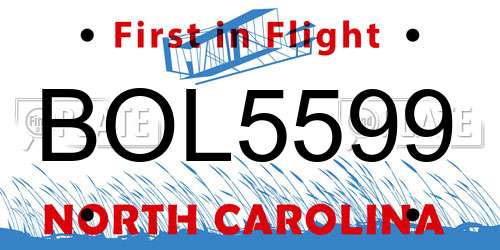 BOL5599 North Carolina License Plate
