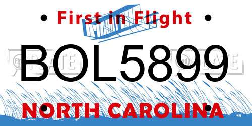 BOL5899 North Carolina License Plate