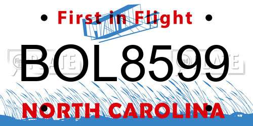 BOL8599 North Carolina License Plate