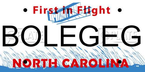 BOLEGEG North Carolina License Plate