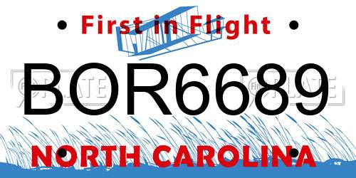 BOR6689 North Carolina License Plate