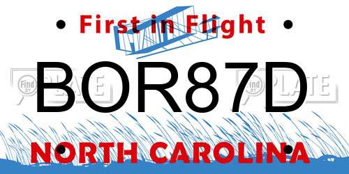BOR87D North Carolina License Plate