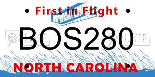 BOS280 North Carolina License Plate