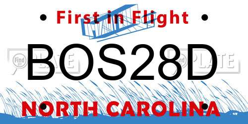 BOS28D North Carolina License Plate