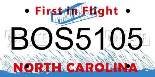 BOS5105 North Carolina License Plate