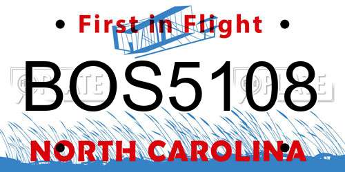 BOS5108 North Carolina License Plate
