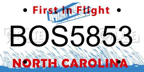 BOS5853 North Carolina License Plate