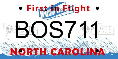 BOS711 North Carolina License Plate
