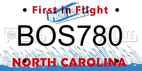 BOS780 North Carolina License Plate