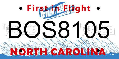 BOS8105 North Carolina License Plate