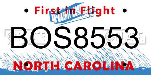BOS8553 North Carolina License Plate