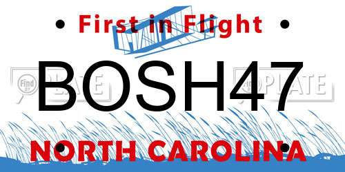 BOSH47 North Carolina License Plate