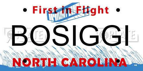 BOSIGGI North Carolina License Plate