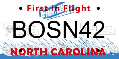 BOSN42 North Carolina License Plate