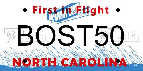 BOST50 North Carolina License Plate