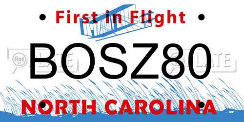 BOSZ80 North Carolina License Plate