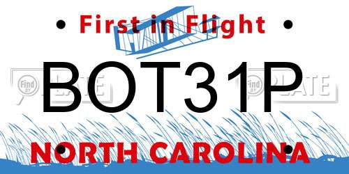 BOT31P North Carolina License Plate