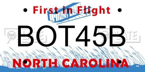 BOT45B North Carolina License Plate