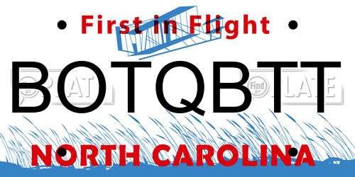 BOTQBTT North Carolina License Plate