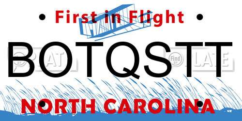 BOTQSTT North Carolina License Plate