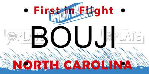 BOUJI North Carolina License Plate