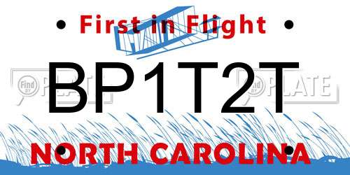 BP1T2T North Carolina License Plate