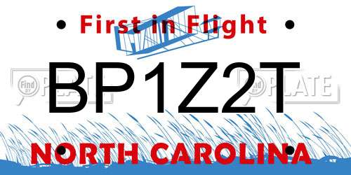 BP1Z2T North Carolina License Plate