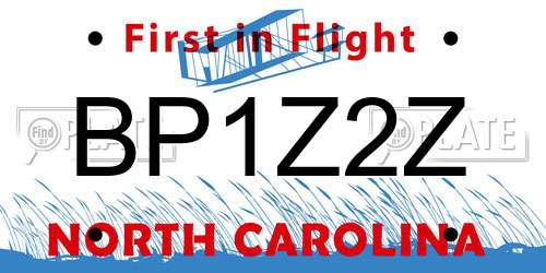 BP1Z2Z North Carolina License Plate