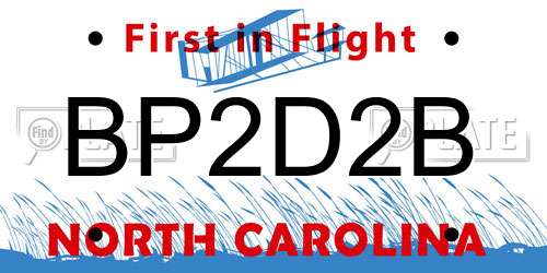 BP2D2B North Carolina License Plate