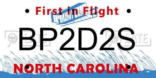 BP2D2S North Carolina License Plate