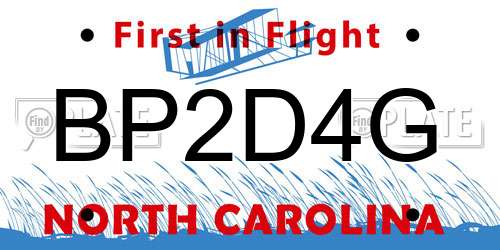 BP2D4G North Carolina License Plate