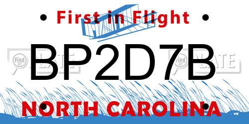 BP2D7B North Carolina License Plate