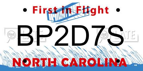 BP2D7S North Carolina License Plate