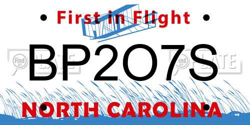 BP2O7S North Carolina License Plate