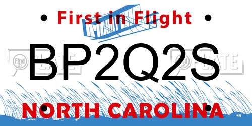 BP2Q2S North Carolina License Plate