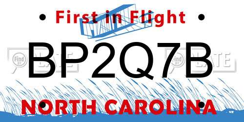 BP2Q7B North Carolina License Plate