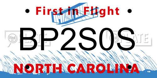 BP2S0S North Carolina License Plate