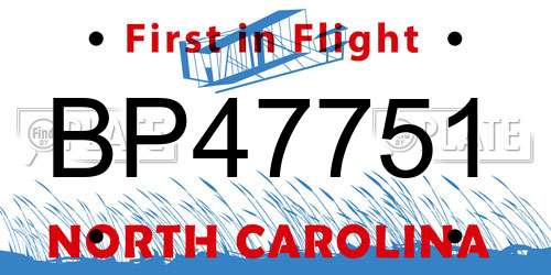 BP47751 North Carolina License Plate