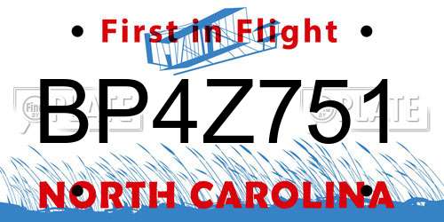 BP4Z751 North Carolina License Plate