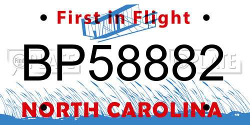 BP58882 North Carolina License Plate