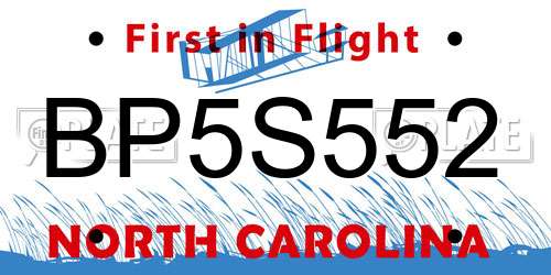 BP5S552 North Carolina License Plate