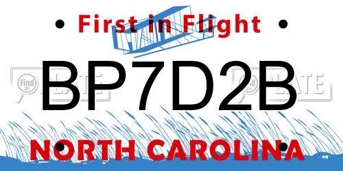 BP7D2B North Carolina License Plate