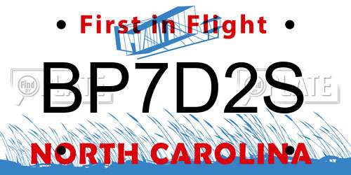 BP7D2S North Carolina License Plate